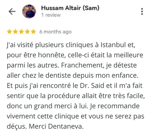 Témoignage d’un patient soulignant le professionnalisme des médecins de Dentaneva