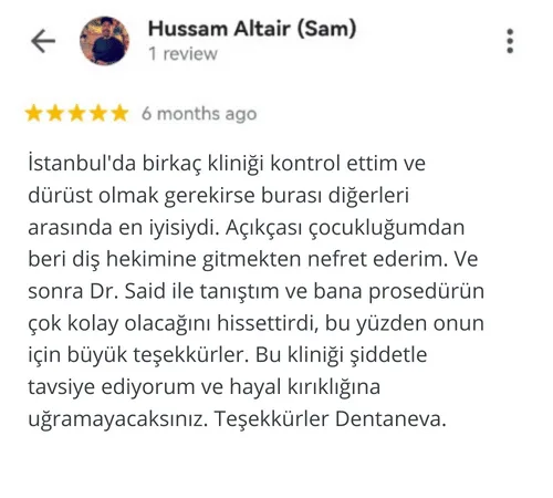 Tedaviler 8 Yeni gülüşü için Dentaneva ekibine teşekkür eden hastanın yorumu